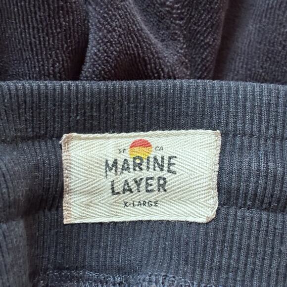 Marine Layer Pants Womens Blue Velour Open Hem Lounge Side Stripe XL Comfy Relax - Picture 4 of 6